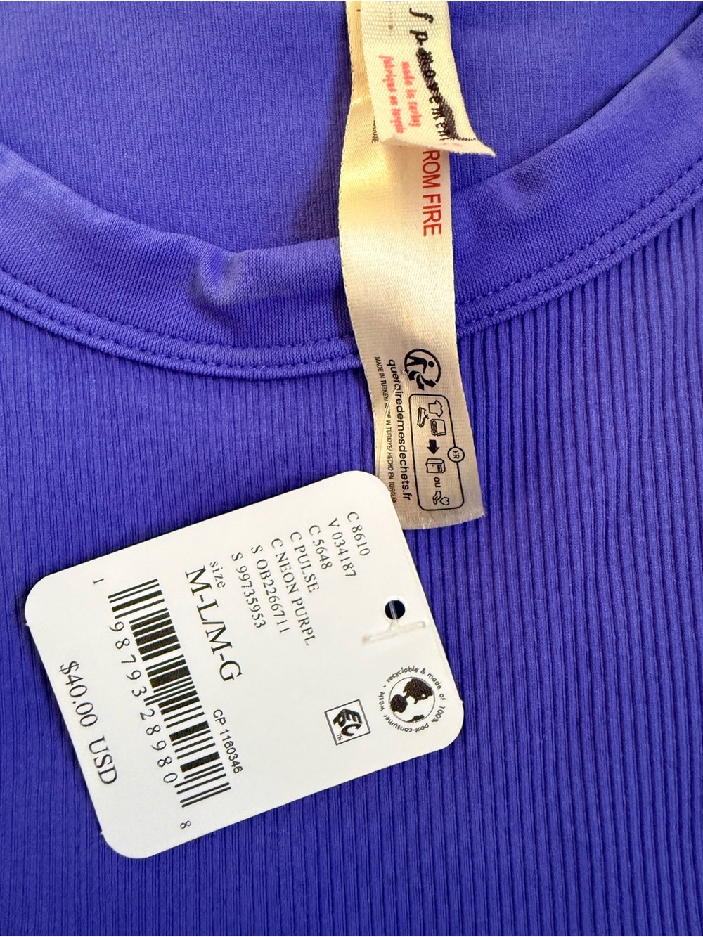NWT Free People Royal Blue Ribbed Tank Top - Picture 2 of 5